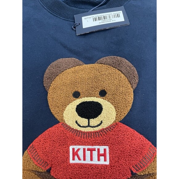 KITH Kithmas 2024 Teddy Nelson Crewneck Nocturnal Blue navy Men’s Size L NWT - Picture 5 of 7